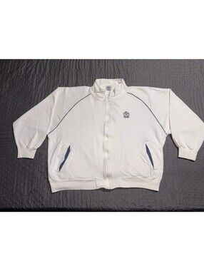 Vintage 80s IZOD Lacoste Tennis Track Jacket Mens XL White Crocodile Preppy